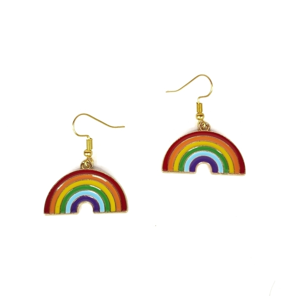 Enamel Rainbow Drop Earrings NWOT
